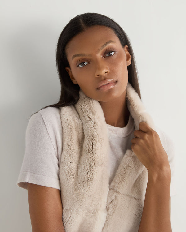 N.Peal Women's Lola Fur Placket Cashmere Gilet Frost White