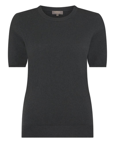 N.Peal Women's Milly Classic Cashmere T-Shirt Anthracite Grey