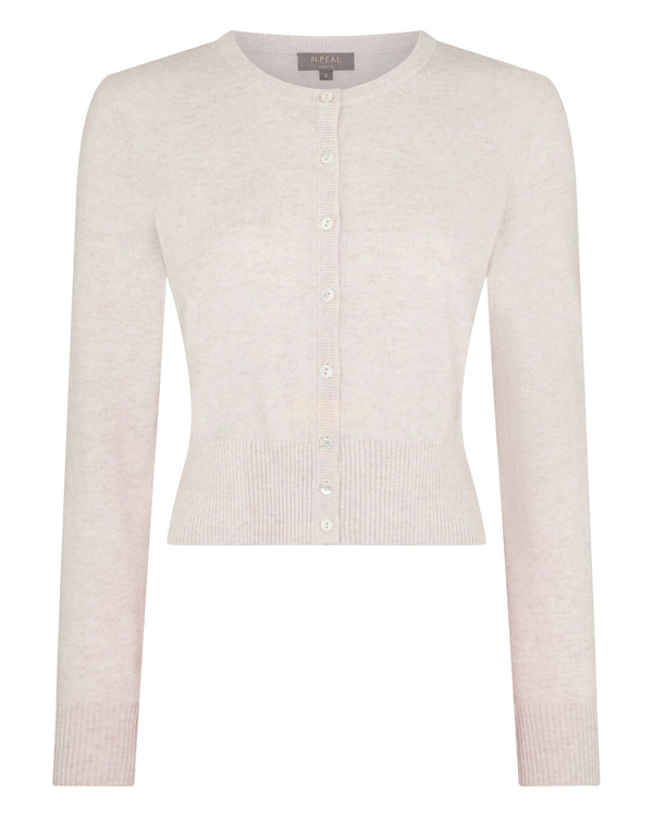 N.Peal Women's Ivy Cropped Cashmere Cardigan Frost White