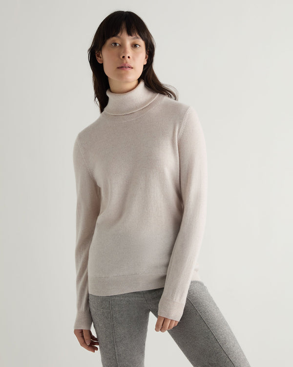 N.Peal Women's Luna Roll Neck Cashmere Jumper Frost White