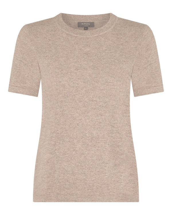 N.Peal Women's Lottie Cashmere T-Shirt Oatmeal Brown