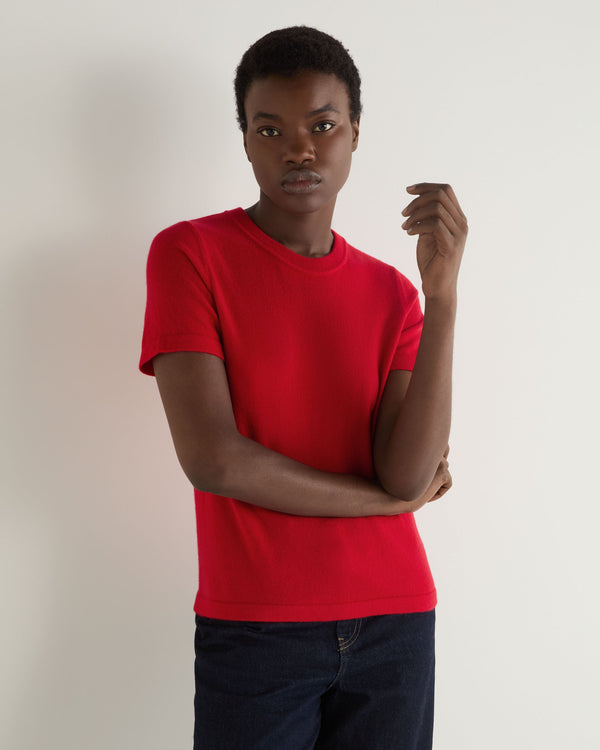 N.Peal Women's Lottie Cashmere T-Shirt Riding Red