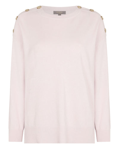 N.Peal Women's Button Shoulder Cashmere Jumper Quartz Pink