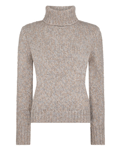 N.Peal Women's Hazel Marl Chunky Roll Neck Cashmere Jumper Marble Marl