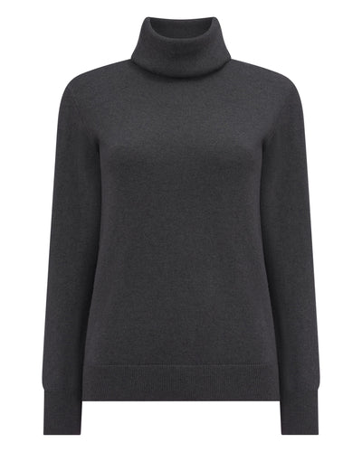 N.Peal Women's Loose Roll Neck Cashmere Jumper Anthracite Grey