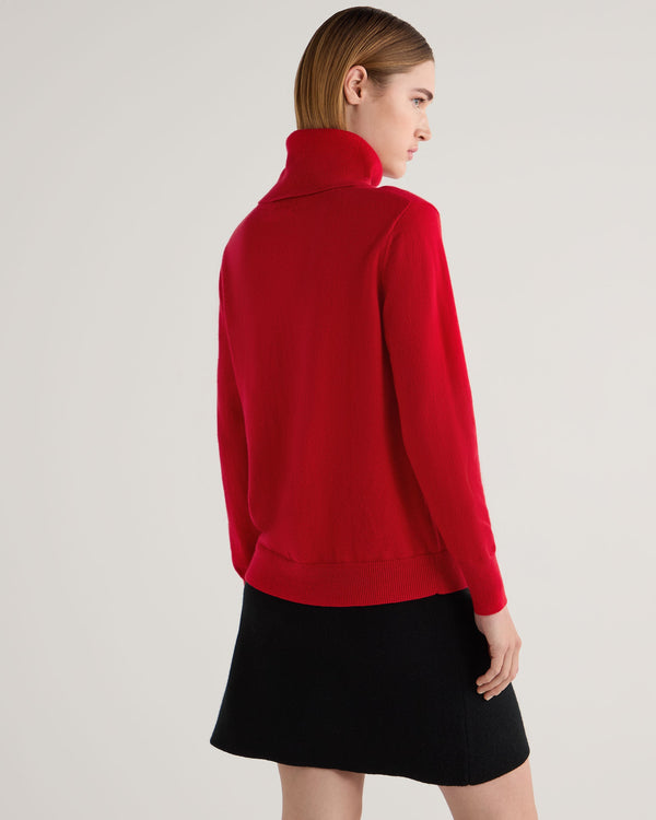 N.Peal Women's Loose Roll Neck Cashmere Jumper Riding Red