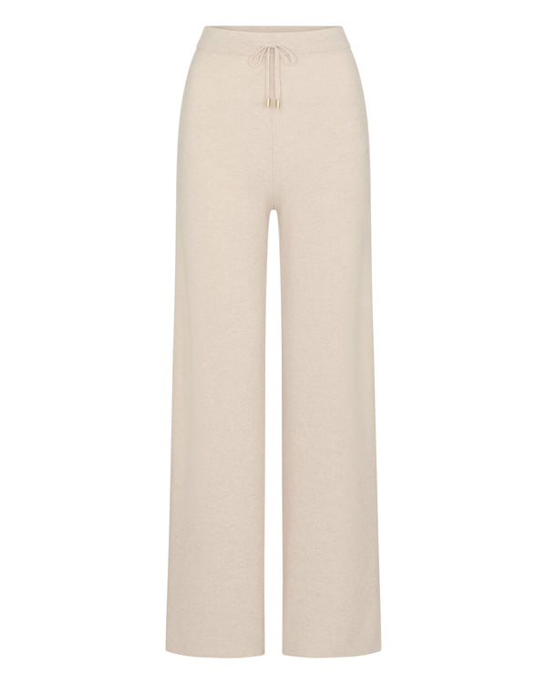 N.Peal Women's Honeycomb Knit Cashmere Trouser Ecru White