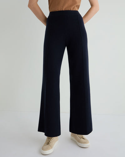 N.Peal Women's Double Face Trousers Navy Blue