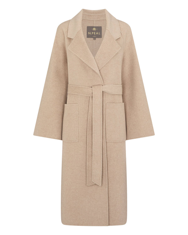 N.Peal Women's Longline Woven Coat Ecru White