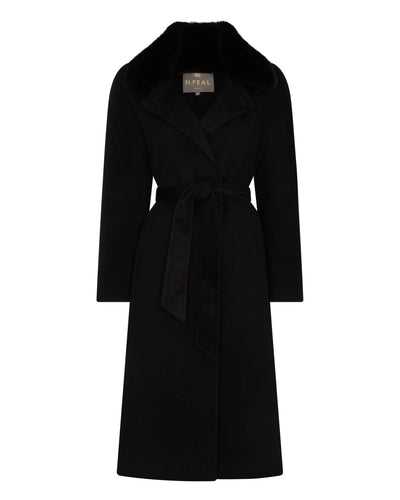 N.Peal Women's Estella Robe Coat Black