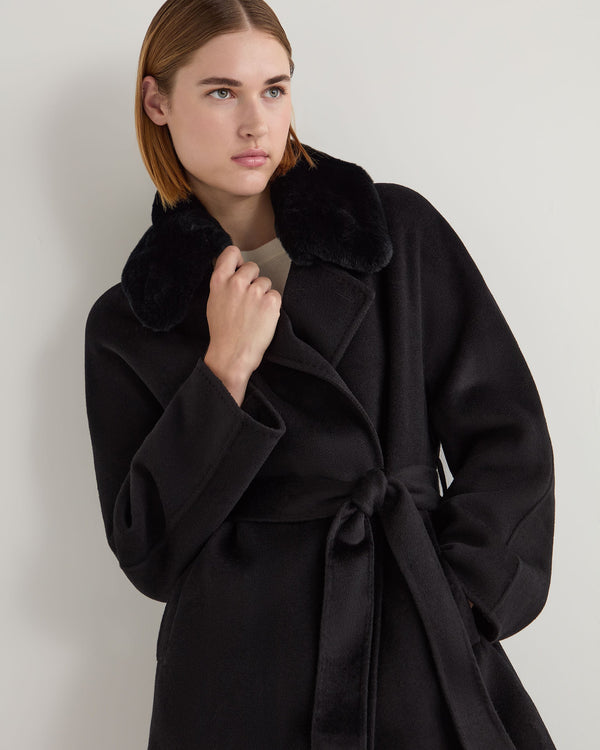 N.Peal Women's Estella Robe Coat Black