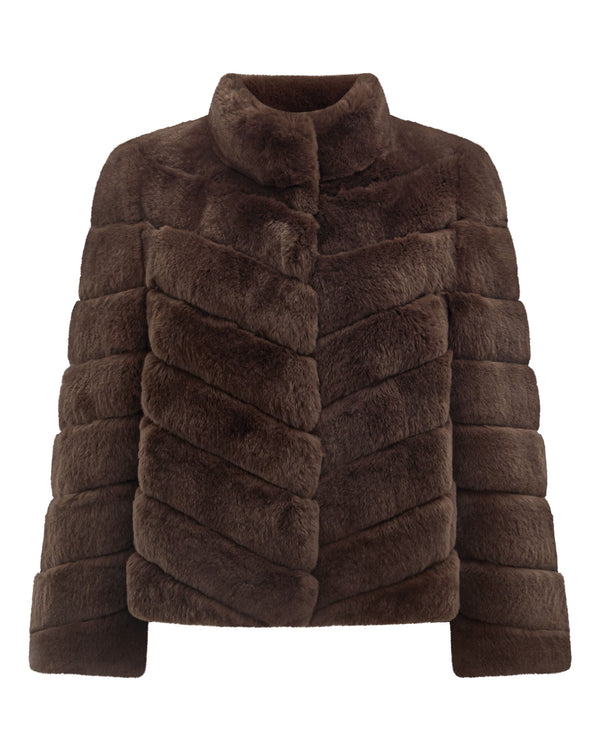 N.Peal Women's Malina Fur Jacket Chocolate Brown