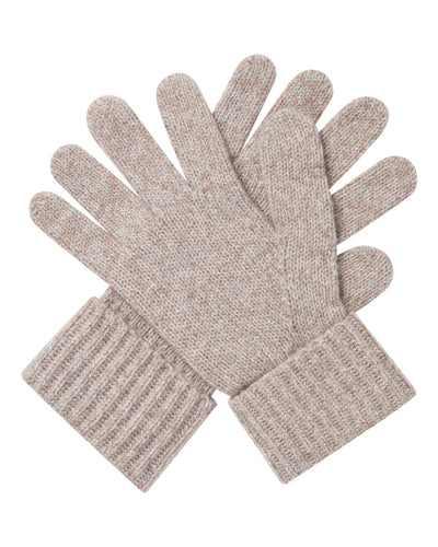 N.Peal Women's Ribbed Cashmere Gloves Basilica Beige Brown Marl