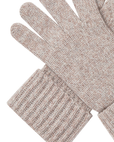 N.Peal Women's Ribbed Cashmere Gloves Basilica Beige Brown Marl