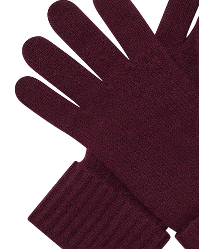 N.Peal Women's Ribbed Cashmere Gloves Bordeaux Red