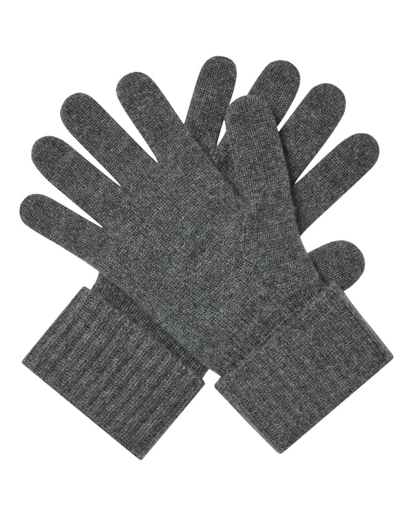 N.Peal Women's Ribbed Cashmere Gloves Elephant Grey