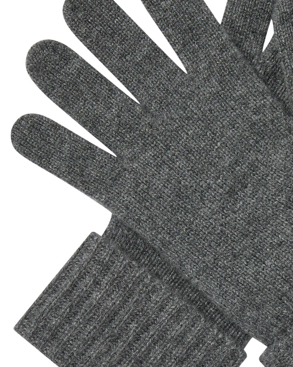 N.Peal Women's Ribbed Cashmere Gloves Elephant Grey