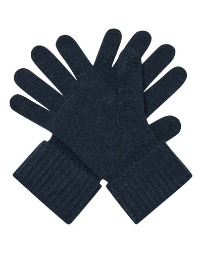 N.Peal Women's Ribbed Cashmere Gloves Indigo Blue