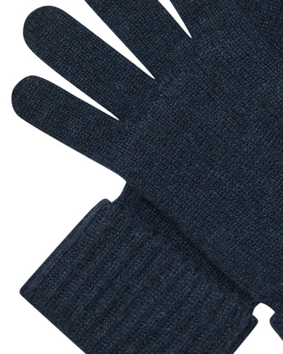 N.Peal Women's Ribbed Cashmere Gloves Indigo Blue