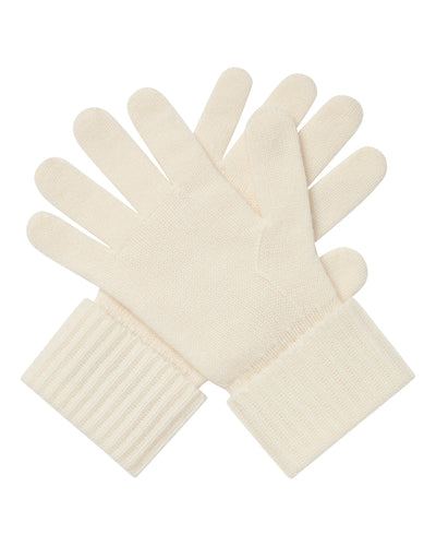 N.Peal Women's Ribbed Cashmere Gloves New Ivory White