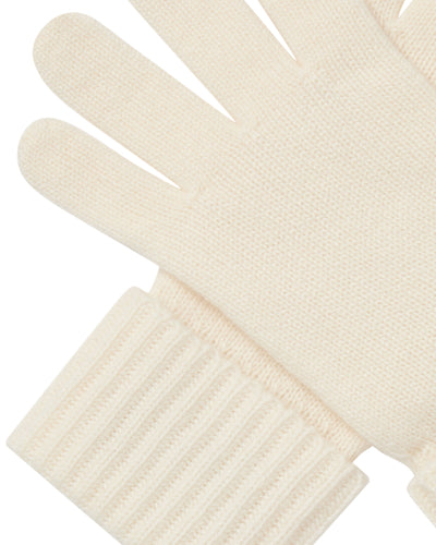 N.Peal Women's Ribbed Cashmere Gloves New Ivory White