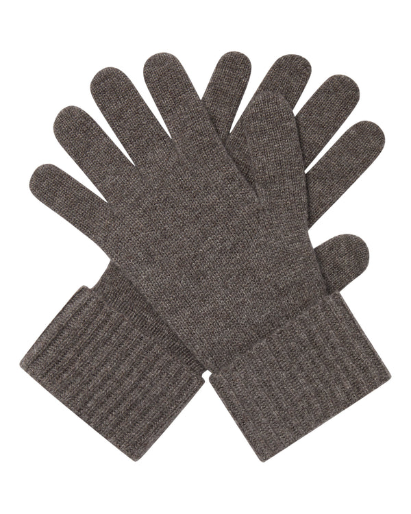 N.Peal Women's Ribbed Cashmere Gloves Otter Brown