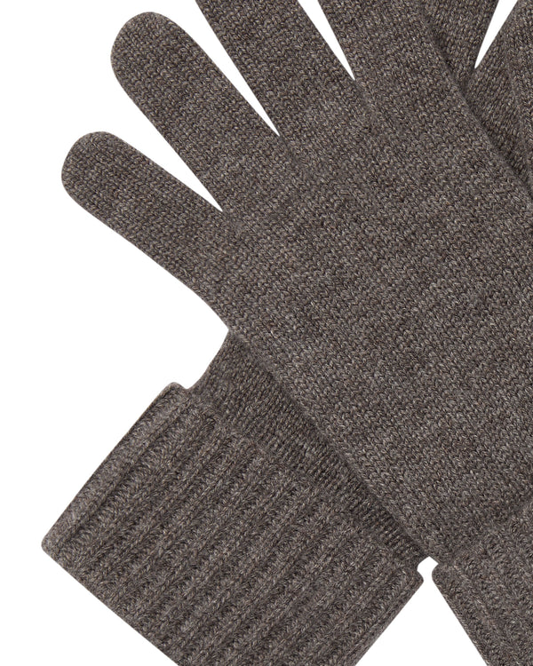 N.Peal Women's Ribbed Cashmere Gloves Otter Brown