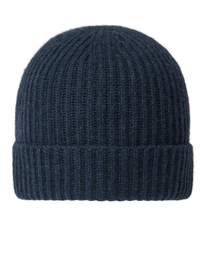 N.Peal Unisex Ribbed Cashmere Hat Indigo Blue