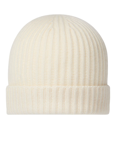 N.Peal Unisex Ribbed Cashmere Hat New Ivory White