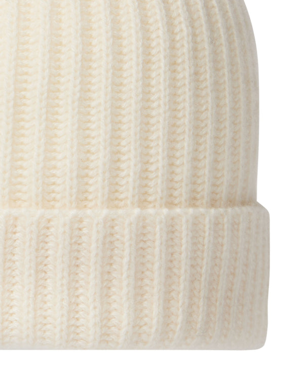 N.Peal Unisex Ribbed Cashmere Hat New Ivory White