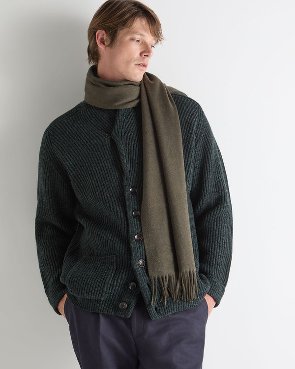 N.Peal Unisex Large Woven Cashmere Scarf Arabica Khaki Green