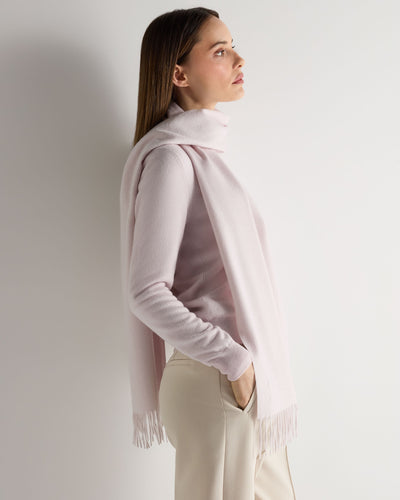 N.Peal Unisex Large Woven Cashmere Scarf Chalk Pink