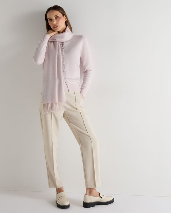 N.Peal Unisex Large Woven Cashmere Scarf Chalk Pink