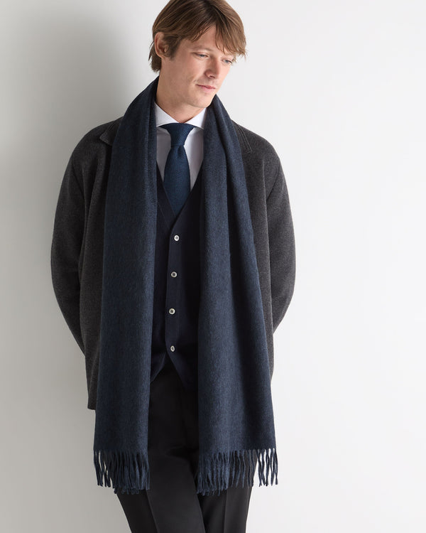 N.Peal Unisex Large Woven Cashmere Scarf Indigo Blue