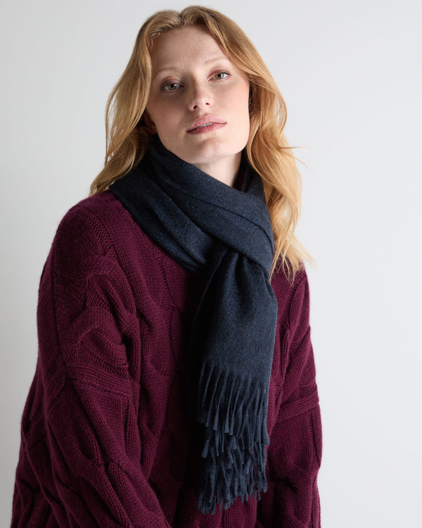 N.Peal Unisex Large Woven Cashmere Scarf Indigo Blue