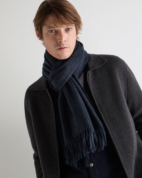 N.Peal Unisex Large Woven Cashmere Scarf Indigo Blue