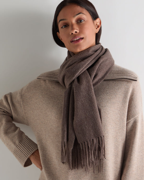N.Peal Unisex Large Woven Cashmere Scarf Otter Brown