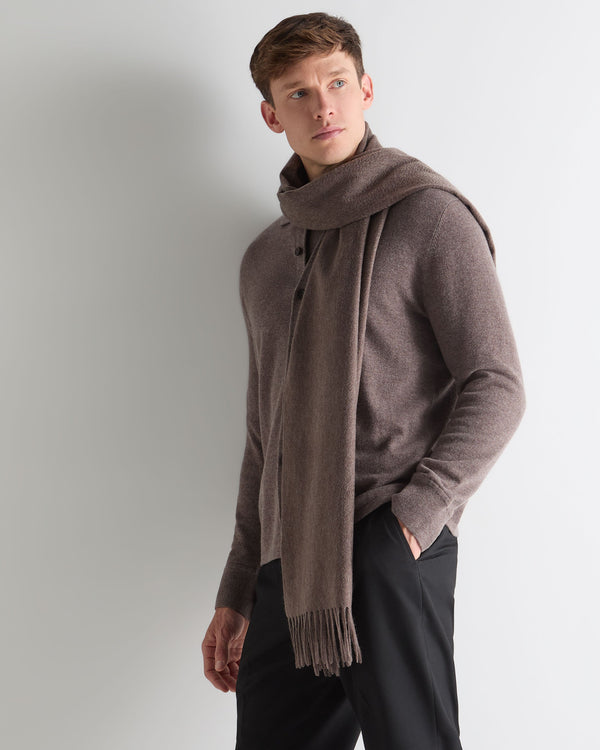 N.Peal Unisex Large Woven Cashmere Scarf Otter Brown