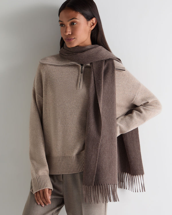 N.Peal Unisex Large Woven Cashmere Scarf Otter Brown