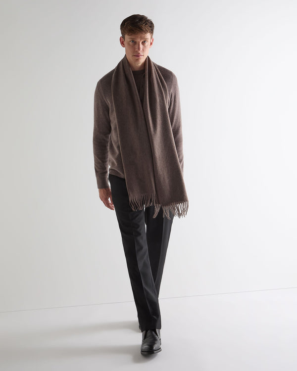 N.Peal Unisex Large Woven Cashmere Scarf Otter Brown