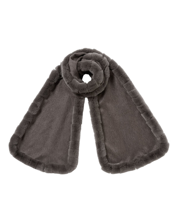 N.Peal Women's Meribel Woven Fur Trim Scarf Otter Brown