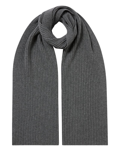 N.Peal Unisex Short Ribbed Cashmere Scarf Elephant Grey