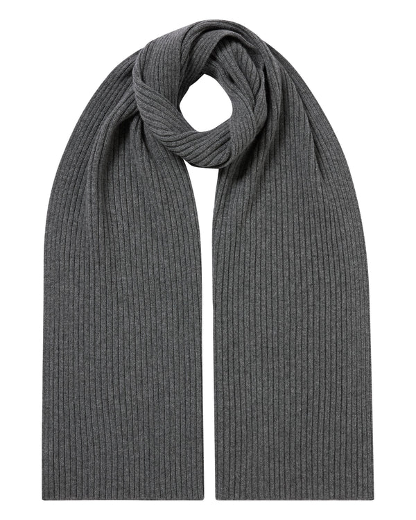 N.Peal Unisex Short Ribbed Cashmere Scarf Elephant Grey