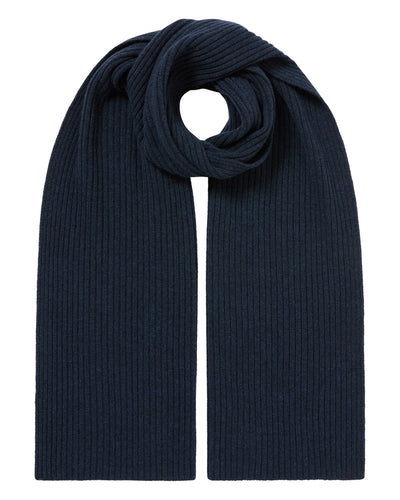N.Peal Unisex Short Ribbed Cashmere Scarf Indigo Blue