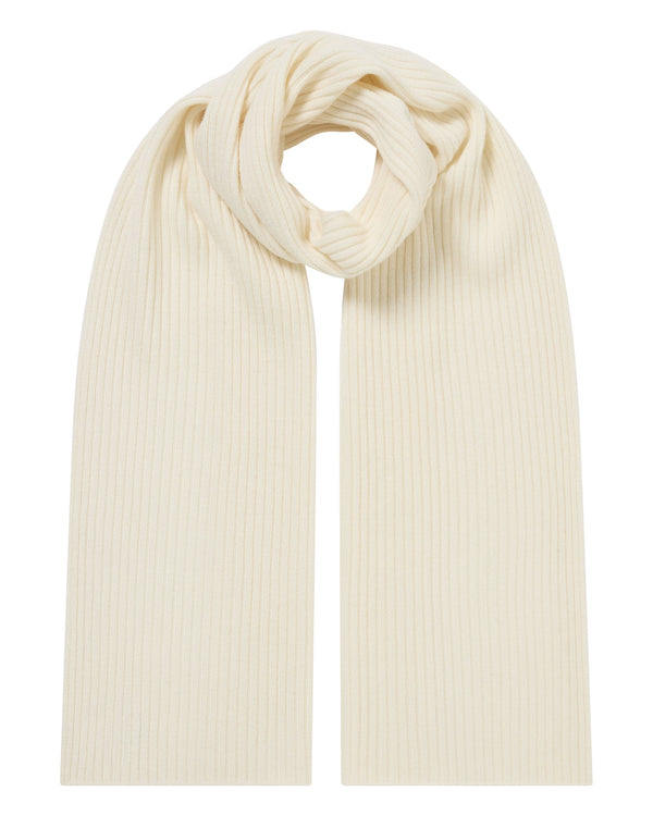 N.Peal Unisex Short Ribbed Cashmere Scarf New Ivory White
