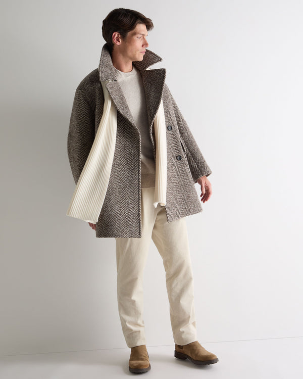 N.Peal Unisex Short Ribbed Cashmere Scarf New Ivory White