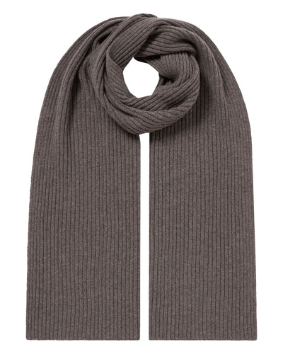 N.Peal Unisex Short Ribbed Cashmere Scarf Otter Brown