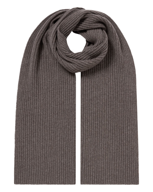 N.Peal Unisex Short Ribbed Cashmere Scarf Otter Brown