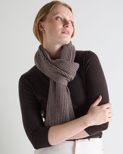 N.Peal Unisex Short Ribbed Cashmere Scarf Otter Brown