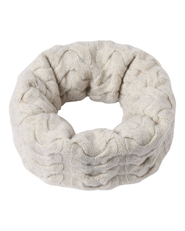 N.Peal Unisex Cable Cashmere Snood Ash Grey Marl